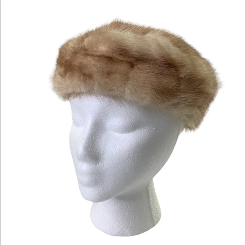 Vintage Fur Pill Box hat cream / tan size OS EUC